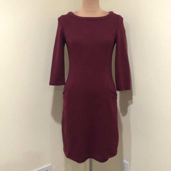 Boden Ottoman Dress Size 4 Muted Red Ribbed Sheath - Picture 2 of 10